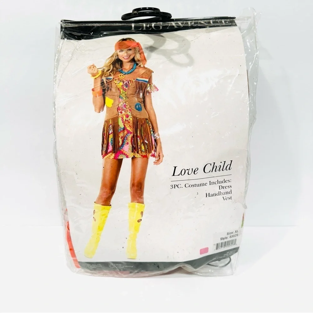 Leg Avenue Love Child (Hippie) 5pc Women's Halloween Cosplay Costume - Picture 2 of 12